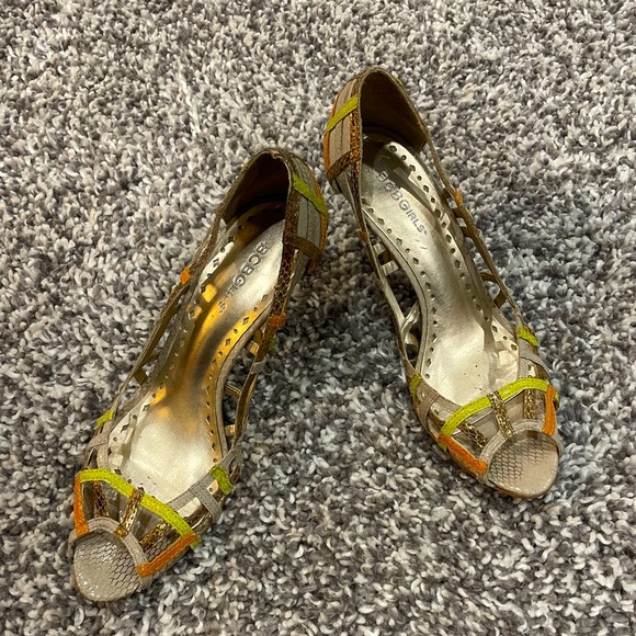 BCBGirls bright and beautiful shoes heels open summer us size 9 Genuine Leather - Picture 1 of 6